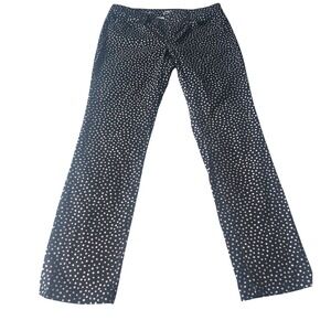 LOFT Modern Straight Leg Pants Women's 30/10 Black Beige Polka Dot